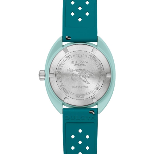 Montre à quartz pour hommes de Bulova avec 41&nbsp;mm boîtier en céramique vert hybride bracelet en caoutchouc vert HNBR et cadran brun