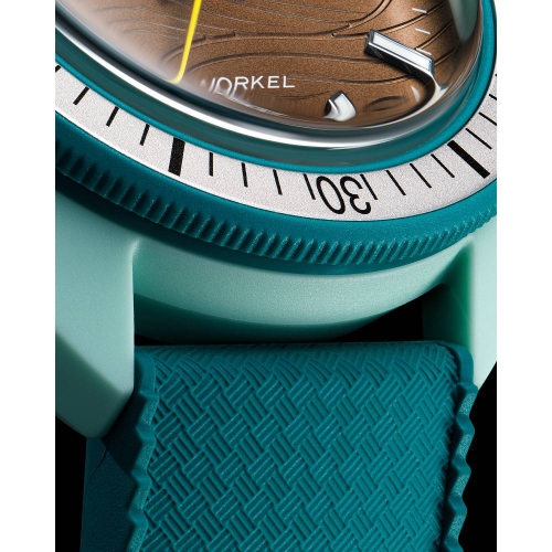 Montre à quartz pour hommes de Bulova avec 41&nbsp;mm boîtier en céramique vert hybride bracelet en caoutchouc vert HNBR et cadran brun