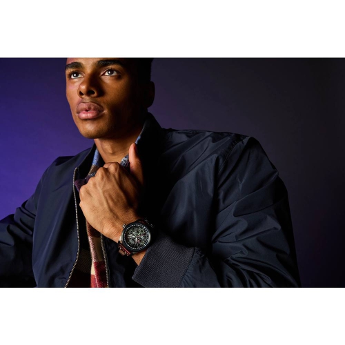 Star Wars Mens Tie Fighter and X Wing Eco-Drive Watch 45mm Black Stainless Steel Case Brown Leather Strap with Black Dial