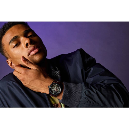 Star Wars Mens Tie Fighter and X Wing Eco-Drive Watch 45mm Black Stainless Steel Case Brown Leather Strap with Black Dial