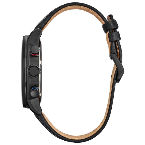 Marvel Mens Spider-Man Double Vision Boxed Set Eco-Drive 44mm Black Stainless Steel Case Blue Nylon & Leather Strap with Red and Grey Dial