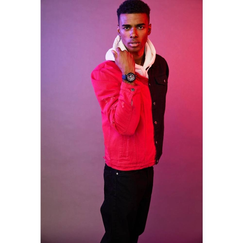 Marvel Mens Spider-Man Double Vision Boxed Set Eco-Drive 44mm Black Stainless Steel Case Blue Nylon & Leather Strap with Red and Grey Dial