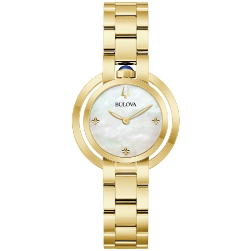 Image 1 of 6.. Bulova Ladies Rubaiyat Quartz Watch 30.5mm Gold-Tone Stainless Steel Case and Bracelet with White Dial