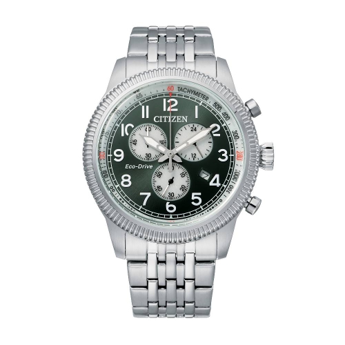 Image 1 of 2.. Citizen Mens Sport Casual Eco-Drive Watch 42mm Silver-Tone Stainless Steel Case and Bracelet with Green Dial