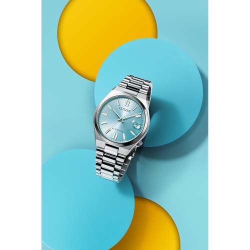 Citizen Unisex Tsuyosa 37Mm Automatic Watch 37mm Silver-Tone Stainless Steel Case and Bracelet with Aqua Dial