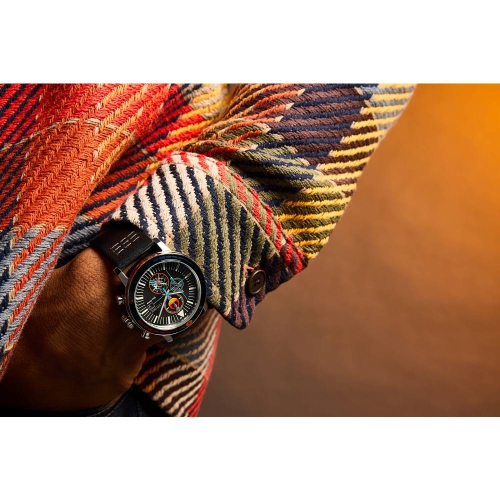 Star Wars Mens Rebel Starfighter Boxed Set Eco-Drive 44mm Silver-Tone Stainless Steel Case Black Leather Strap with Black Dial Box Set