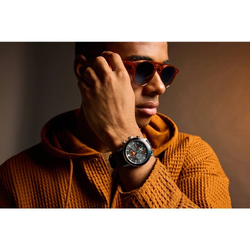 Star Wars Mens Rebel Starfighter Boxed Set Eco-Drive 44mm Silver-Tone Stainless Steel Case Black Leather Strap with Black Dial Box Set