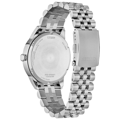 Citizen Mens Rolan Eco-Drive Watch 40.5mm Silver-Tone Stainless Steel Case and Bracelet with Blue Dial