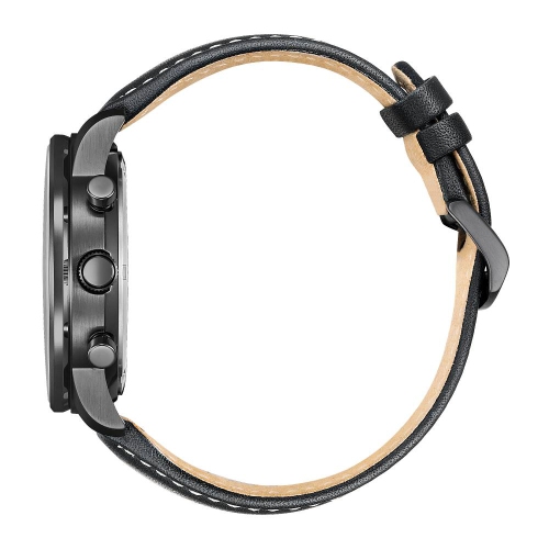 Montre sport sport décontractée Eco-Drive pour hommes de Citizen 44 mm avec boîtier inox noir bracelet cuir noir et cadran vert