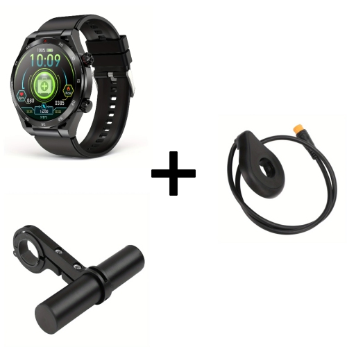 Men's Smartwatch with Fitness Features, Bike Mount for Phone & Lamp, and Electric Bike Pedal Sensor
