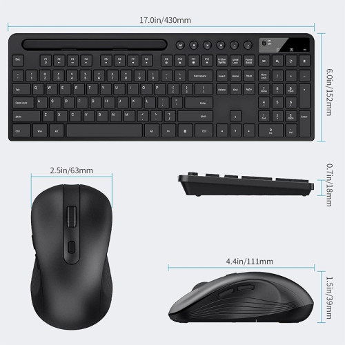 Marvo KC411W Wireless 2.4Ghz Keyboard and Mouse Combo with Phone Tablet Holder, Silent Mouse with 6 Button, Compatible with MacBook, Windows_Black