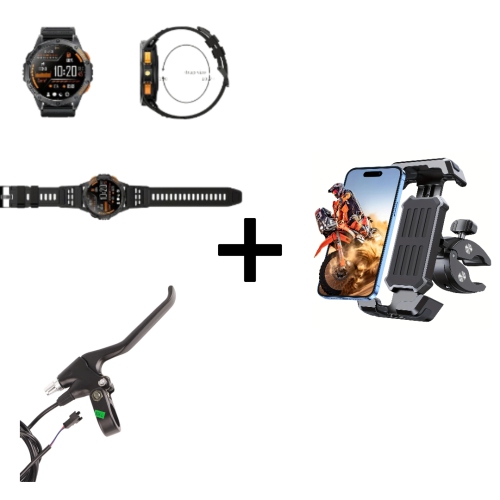 GPS Smartwatch with AMOLED Screen, Bike Phone Mount, and E-Bike Brake Lever Replacement