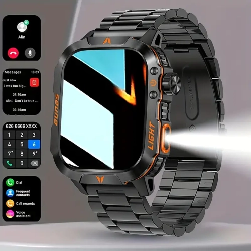 Smart Watch with Call Function, 100+ Sports Modes + Bike Lamp Phone Holder & E-Bike Pedal Sensor