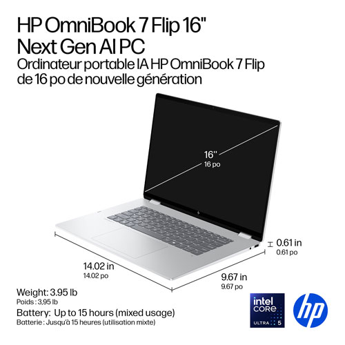 Portable Copilot+ PC 2-en-1 tactile de 16 po OmniBook 7 Flip de HP