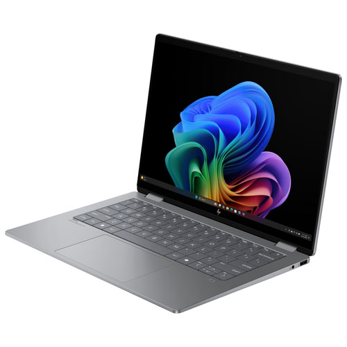 Portable tactile 2-en-1 de 14 po Omnibook X de HP - Aluminium argenté glacier (Ryzen AI 7 d'AMD/RAM 32 Go/SSD 1 To/ Windows 11 Famille)