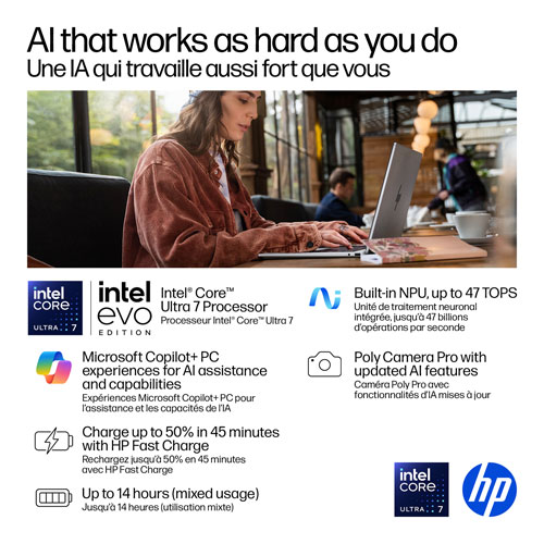 HP OmniBook 7 Flip 16" Touchscreen 2-in-1 Copilot+ PC Laptop (Intel Core Ultra 7-258V/32GB RAM/1TB SSD)