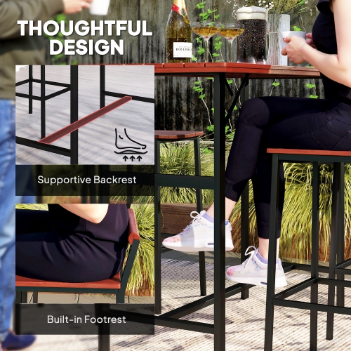 Outsunny 5 Piece Outdoor Bar Table and Chairs Set, Patio Bar Set with 47" Pub Height Tabel and 4 Bar Stools, for Backyard, Balcony, Porch, Pool,