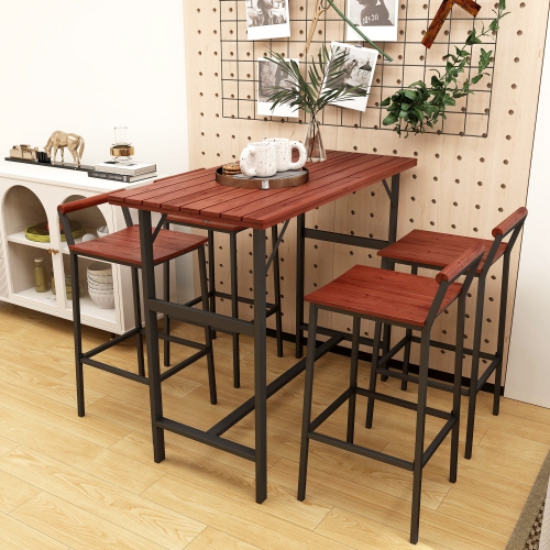 Outsunny 5 Piece Outdoor Bar Table and Chairs Set, Patio Bar Set with 47" Pub Height Tabel and 4 Bar Stools, for Backyard, Balcony, Porch, Pool,