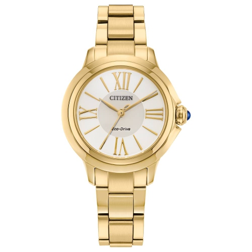 Montre pour femmes Eco-Drive L Ceci de Citizen 31,5&nbsp;mm avec boîtier et bracelet en acier inoxydable doré et cadran blanc