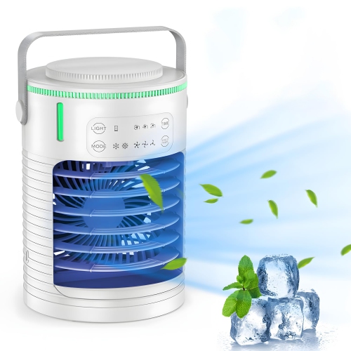 Image 1 of 7.. Portable Small Air Conditioner Fan,Portable Table Fan,Mini Cooling Fan with Color Atmosphere Light for Bedroom Office