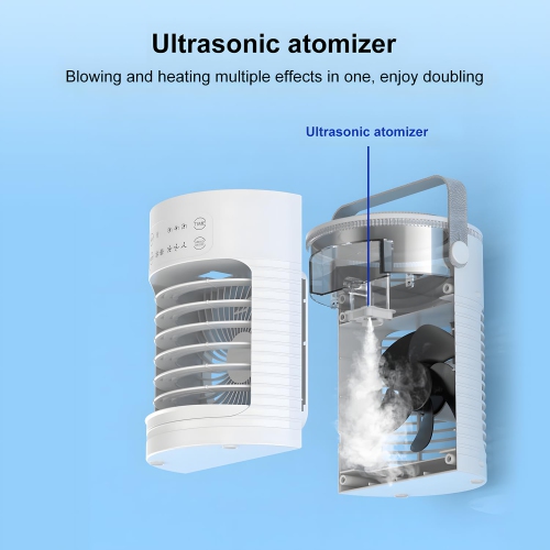 Petit ventilateur de climatiseur portatif, ventilateur de table portatif, mini ventilateur de refroidissement avec lumière d'ambiance colorée pour le