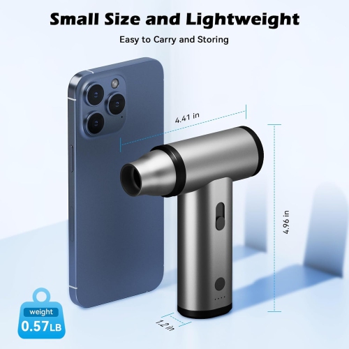 Compressed Air Duster,Cordless Electric Air Blower with Stepless Speed,Portable Handheld Blower for Computer Keyboards Car Cleaning