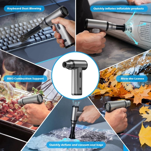Compressed Air Duster,Cordless Electric Air Blower with Stepless Speed,Portable Handheld Blower for Computer Keyboards Car Cleaning