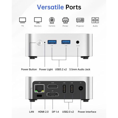 ACEMAGIC V1 Mini PC with Intel 12th Gen N97, Windows 11 Small Desktop PC 16GB DDR4 256GB SSD, Support 4K UHD, Wi-Fi, Bluetooth, Gigabit Ethernet