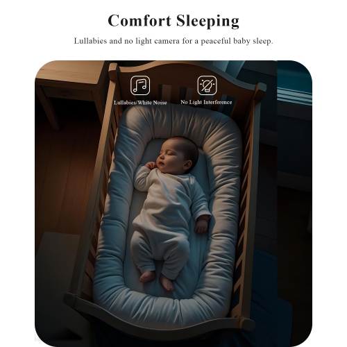 WUUK 4MP Video Baby Monitor, 5.5-Inch Display, 360° Camera, AI Face/Rollover Detection, Night Vision, App Control, 3700mAh Battery, Sound/Motion