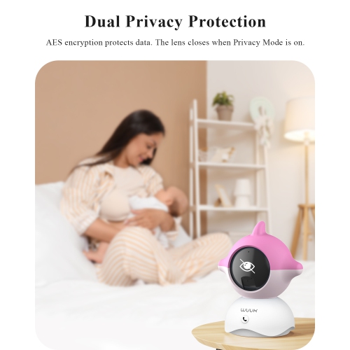 WUUK 4MP Video Baby Monitor, 5.5-Inch Display, 360° Camera, AI Face/Rollover Detection, Night Vision, App Control, 3700mAh Battery, Sound/Motion