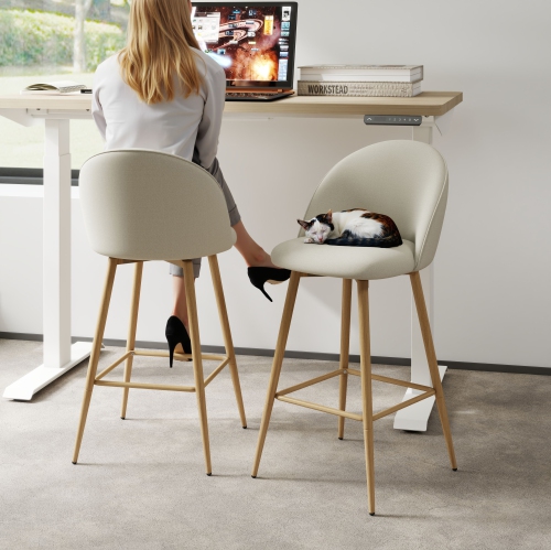 Homy Casa Contemporary Swivel Kitchen & Dining Room Stool Set, 2-Pack, Beige Fabric