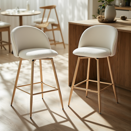 Homy Casa Contemporary Swivel Kitchen & Dining Room Stool Set, 2-Pack, Beige Fabric