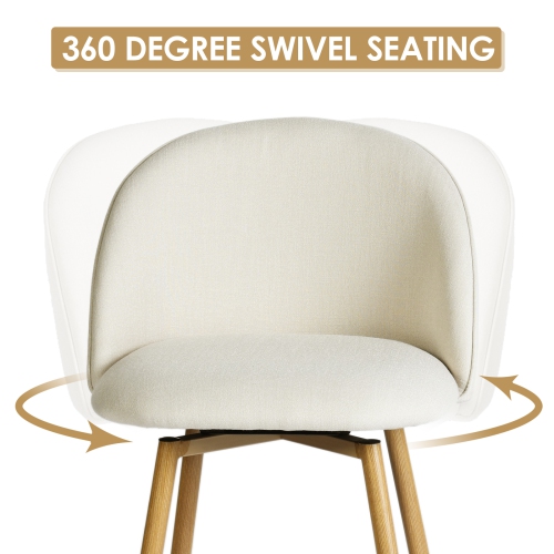 Homy Casa Contemporary Swivel Kitchen & Dining Room Stool Set, 2-Pack, Beige Fabric