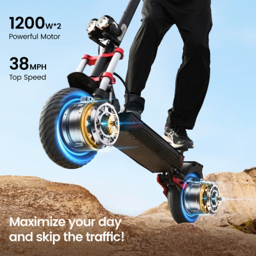 iScooter ix8 Folding Electric Scooter(2400W Motor/70KM Range/ 61KM/H Top Speed/12"Off - Road Solid Tires/Dual front & rear suspension/APP Controller)