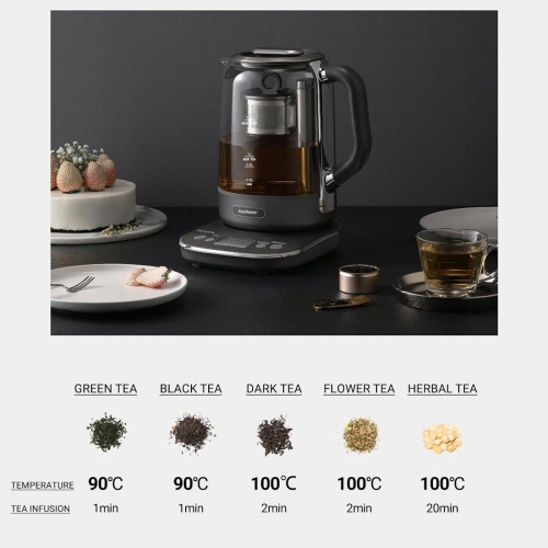 Théière chaude de Joydeem, bouilloire électrique en verre avec infuseur à thé à élévation automatique et contrôle de la température, 1,7&nbsp;L,