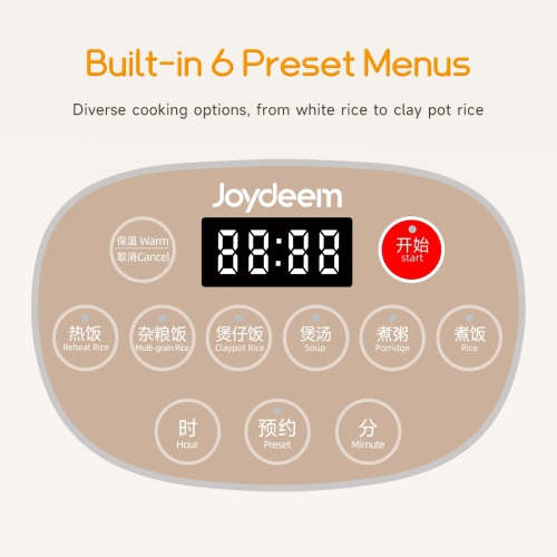 Joydeem Ceramic Rice Cooker, 6 Cups Uncooked Rice Cookers with Pure Ceramic Inner Pot, Healthy & PFOA Free, 3L, DFB-C300