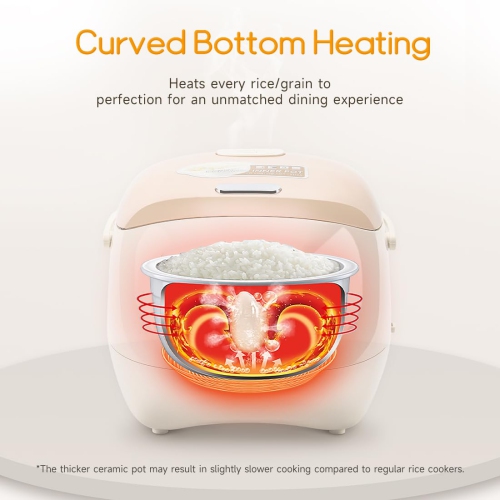 Joydeem Ceramic Rice Cooker, 6 Cups Uncooked Rice Cookers with Pure Ceramic Inner Pot, Healthy & PFOA Free, 3L, DFB-C300