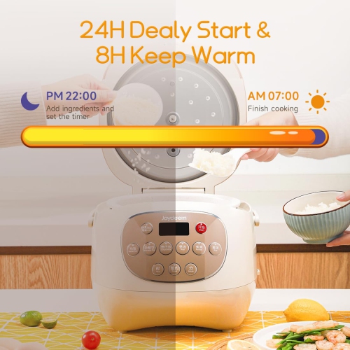 Joydeem Ceramic Rice Cooker, 6 Cups Uncooked Rice Cookers with Pure Ceramic Inner Pot, Healthy & PFOA Free, 3L, DFB-C300