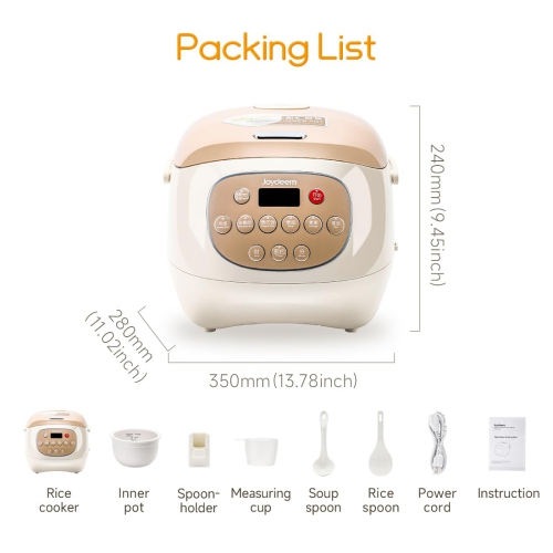 Joydeem Ceramic Rice Cooker, 6 Cups Uncooked Rice Cookers with Pure Ceramic Inner Pot, Healthy & PFOA Free, 3L, DFB-C300