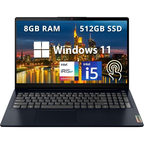 Open Box - Lenovo IdeaPad 3i 15.6" FHD Touchscreen Laptop, Intel i5-1155G7, 512GB PCIe SSD, 8GB RAM, Intel Iris Xe Graphics, HD Webcam, Dolby Audio,