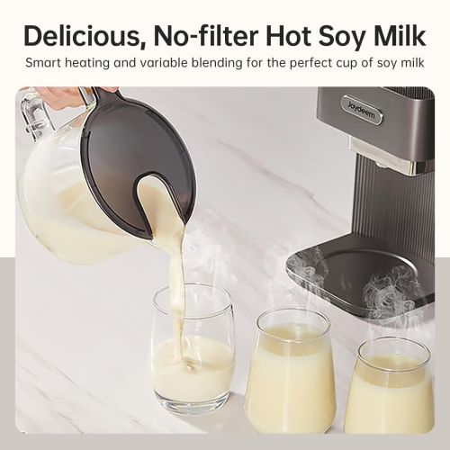 Joydeem Automatic Soymilk Maker Machine, Hot Cooking Blender for Soymilk, Nutmilk, Paste, Baby Food and Juice, 300-600ml Adjustable Capacity, Gray,