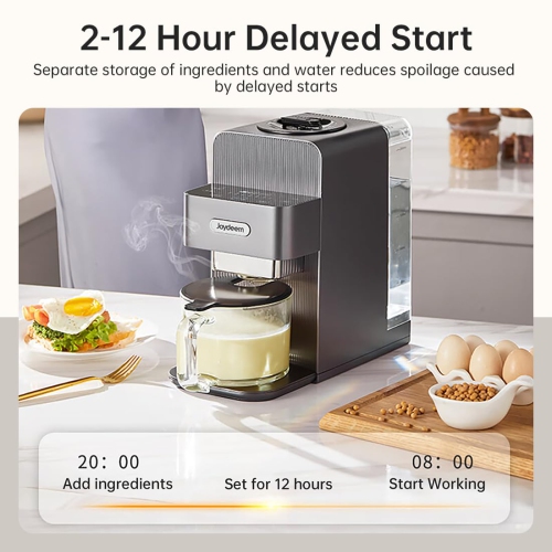 Joydeem Automatic Soymilk Maker Machine, Hot Cooking Blender for Soymilk, Nutmilk, Paste, Baby Food and Juice, 300-600ml Adjustable Capacity, Gray,
