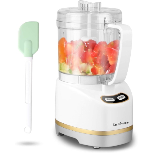 La Reveuse Mini Food Processor, 200W, 2-Cup Bowl for Chopping, Grinding & Pureeing, Metallic Grey