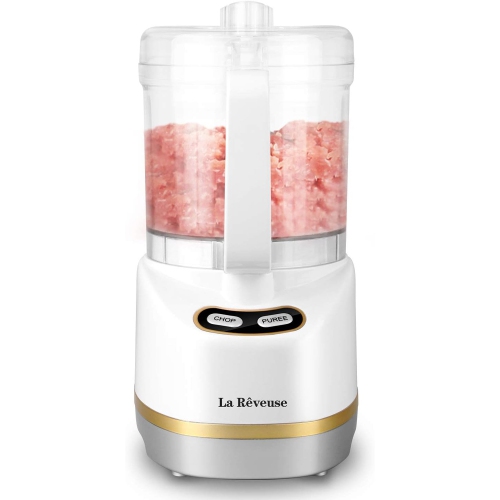 La Reveuse Mini Food Processor, 200W, 2-Cup Bowl for Chopping, Grinding & Pureeing, Metallic Grey