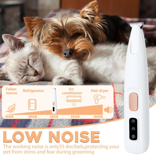 Tondeuse électrique pour pattes de chien, tondeuse pour pattes d'animaux avec lampe LED, tondeuse rechargeable à faible bruit pour poils d'animaux