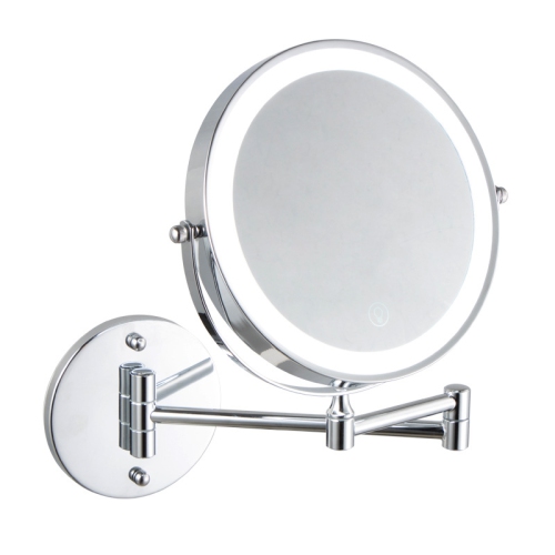 360° Rotation Adjustable 10x Large Wall Mounted Makeup Mirror,LED Lighted Vanity Mirror,8" Double Sided Makeup Mirror,1X/10X Magnifying Bathroom