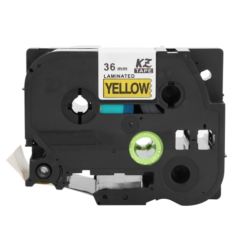 Image 1 de 9.. Le ruban laminé pour étiqueteuse de 36&nbsp;mm convient pour Brother PT-9700PC PT-9800PCN PT-3600Black sur jaune