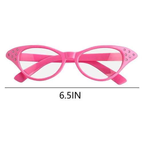 2 Pack Cat Eye Retro Costume Dress Up Hip Hop Rhinestone Glasses, Cat Eye Eyeglasses for Halloween Christmas