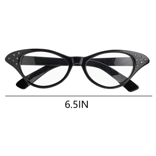 2 Pack Cat Eye Retro Costume Dress Up Hip Hop Rhinestone Glasses, Cat Eye Eyeglasses for Halloween Christmas