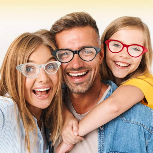 2 Pack Cat Eye Retro Costume Dress Up Hip Hop Rhinestone Glasses, Cat Eye Eyeglasses for Halloween Christmas